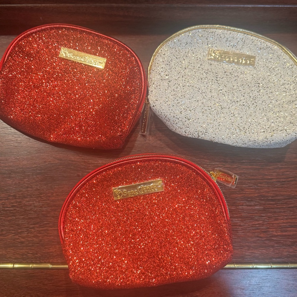 Red glitter make up bag by senegence